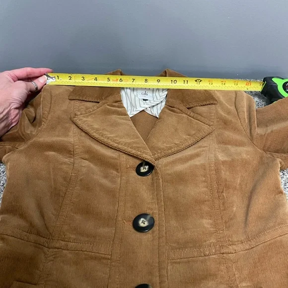 CABI Journey Tailored 3 Button Corduroy Jacket Caramel Brown Lagenlook Cabin XS - Picture 14 of 17